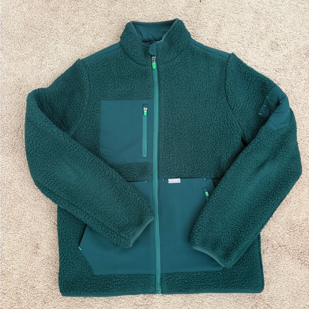 Figs Hunter Green Sherpa Jacket
